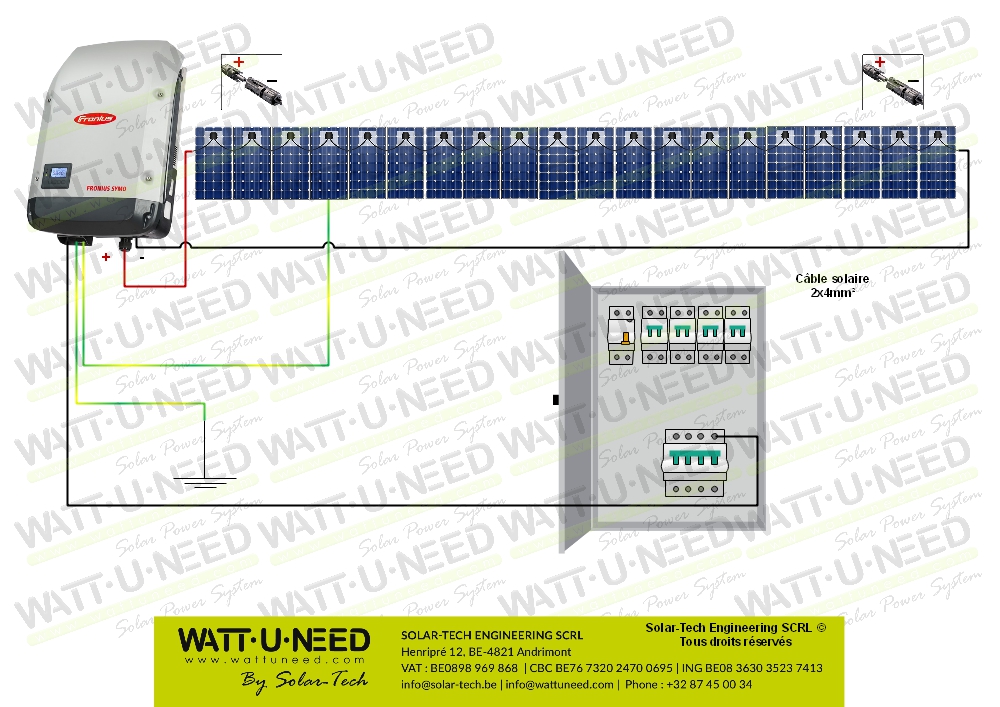 Kit 20 panneaux autoconsommation / réinjection tri 8kW sans stockage